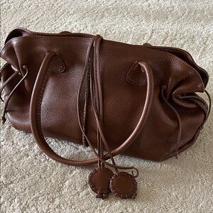 Carlos Falchi Rich Brown Leather Shoulder Bag